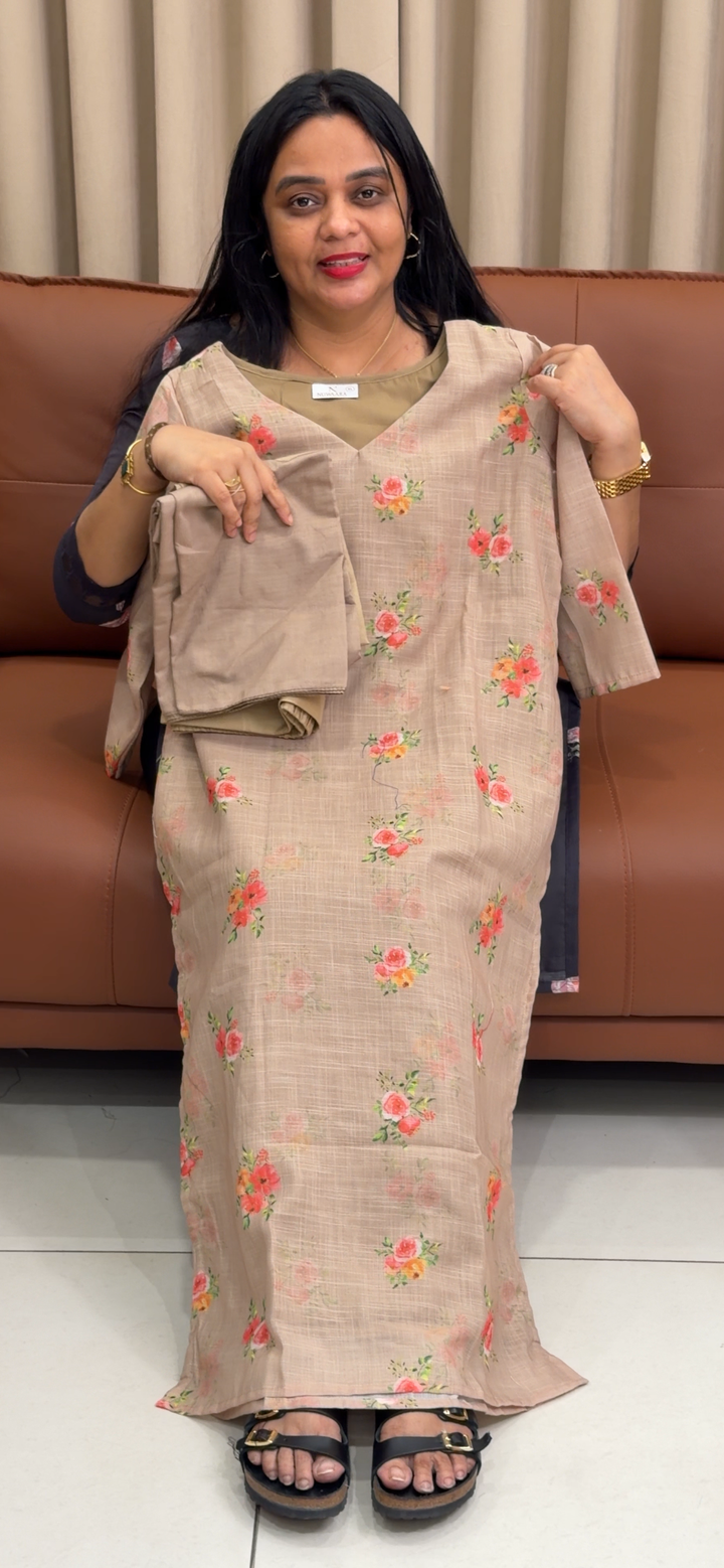 PRINTED LINEN TOP, BOTTOM AND DUPATTA - NUWA - 2157