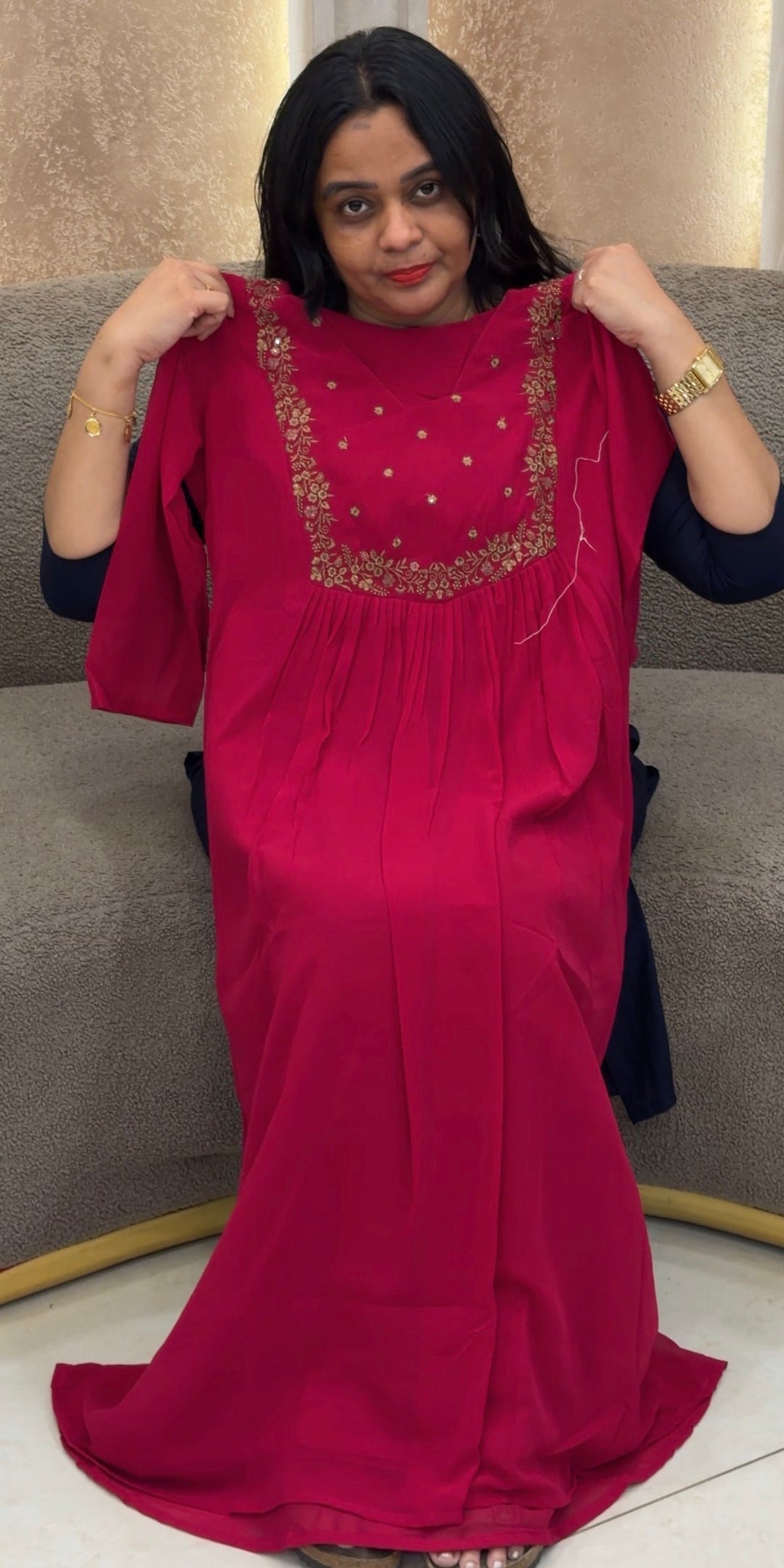 OFFER SALE FAUX GEORGETTE LONG ALINE TOP - NUWA - 2441