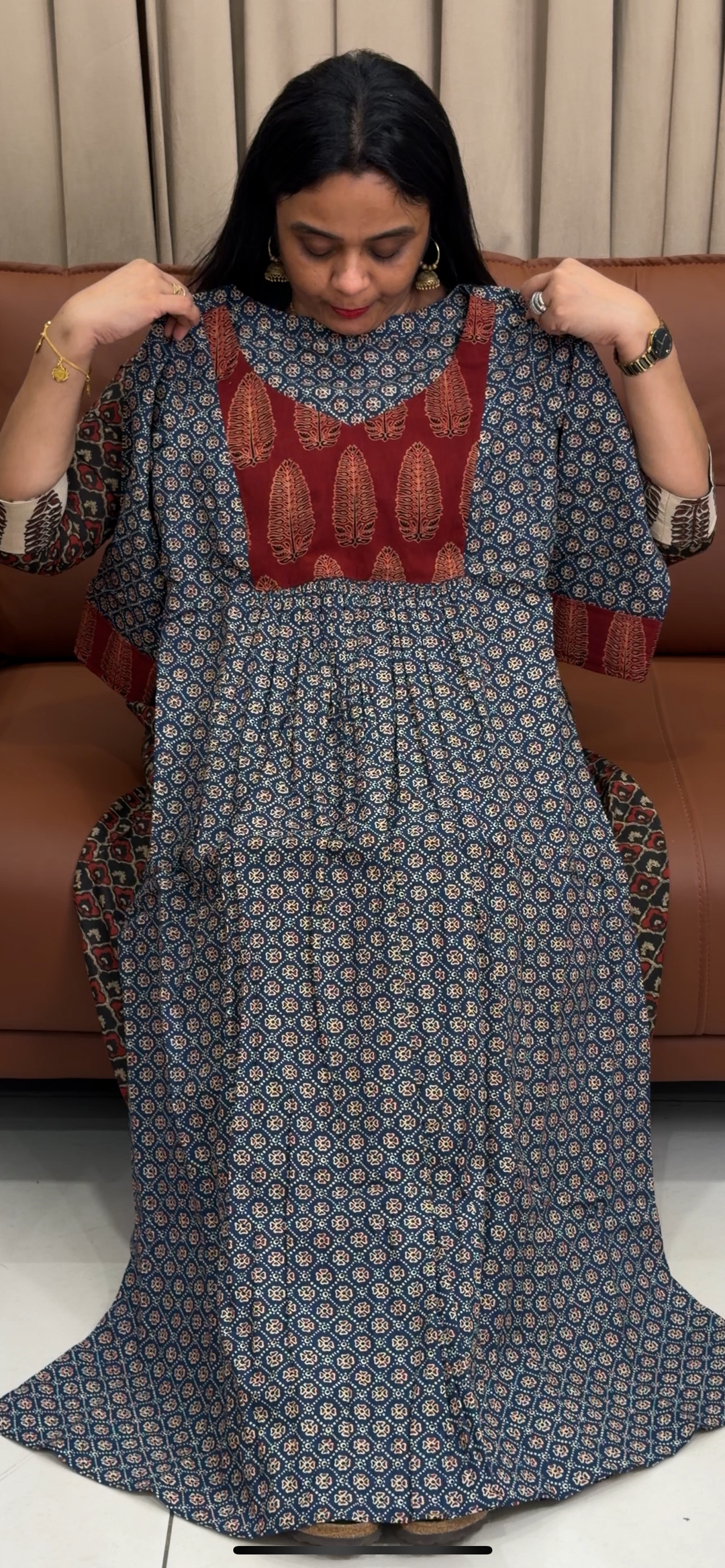 IN-HOUSE PRINTED LONG ALINE TOPS - NUWA - 2367