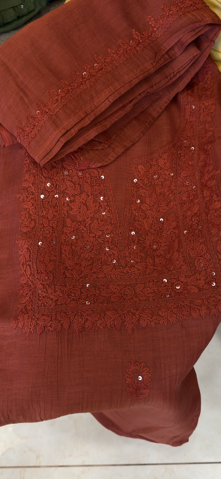 CHIKANKARI UNSTITCHED SALWAR SUITS - NUWA - 2338