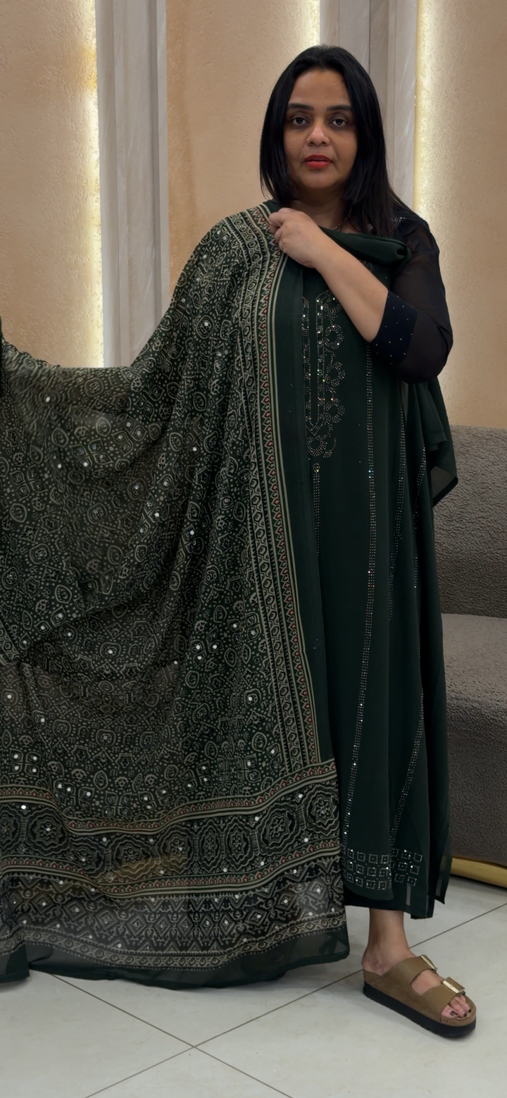 GEORGETTE UNSTITCHED SLAWAR SUITS - NUWA - 1037