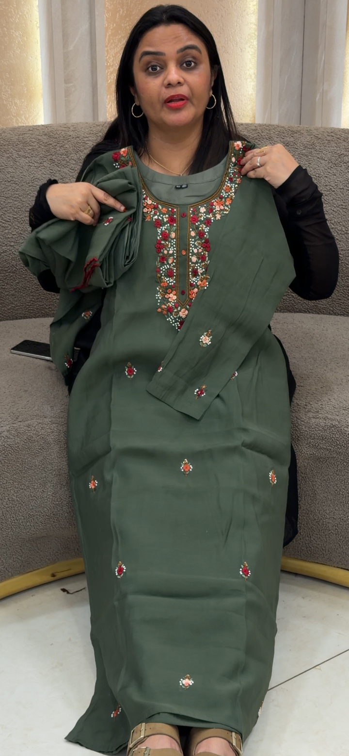 BANARASI MUL TOP, BOTTOM AND DUPATTA  - NUWA - 1110