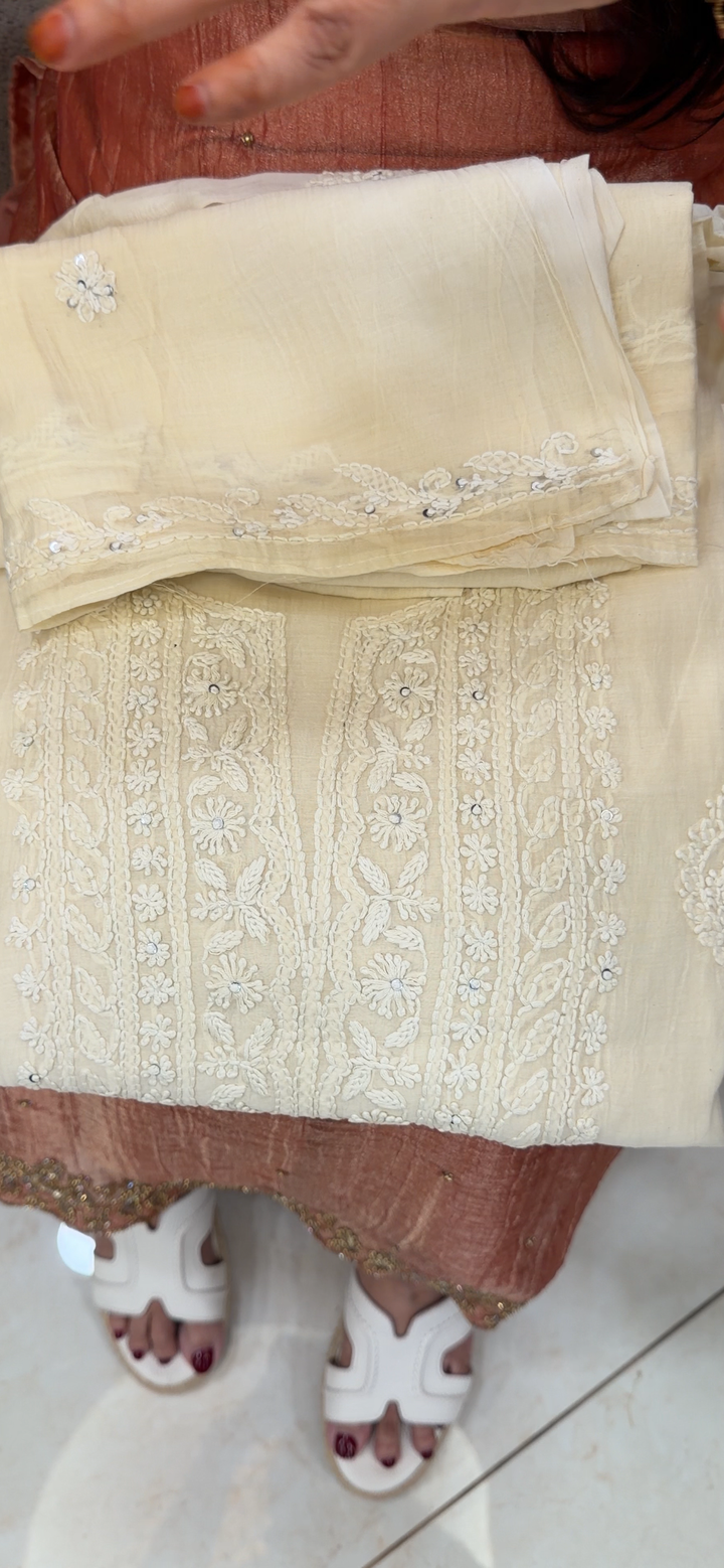 CHIKANKARI UNSTITCHED SALWAR SUITS - NUWA - 1305