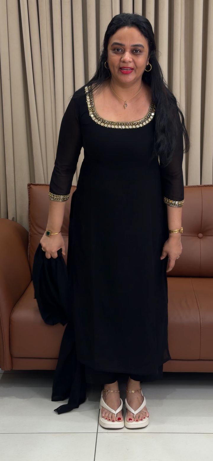 IN-HOUSE FAUX GEORGETTE TOP, BOTTOM AND DUPATTA - NUWA - 1858