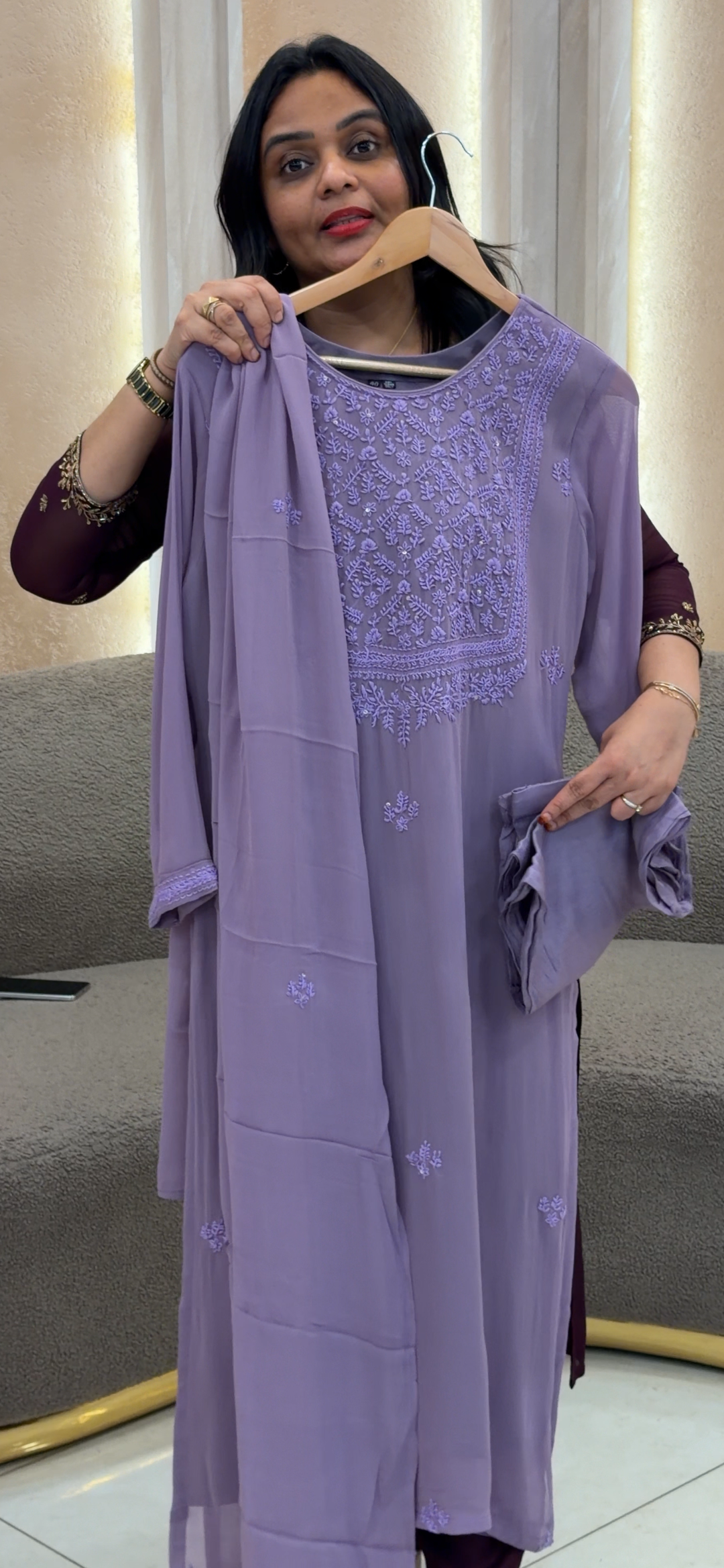 VISCOSE GEORGETTE TOP, BOTTOM AND DUPATTA - NUWA - 1195 – NUWAARA