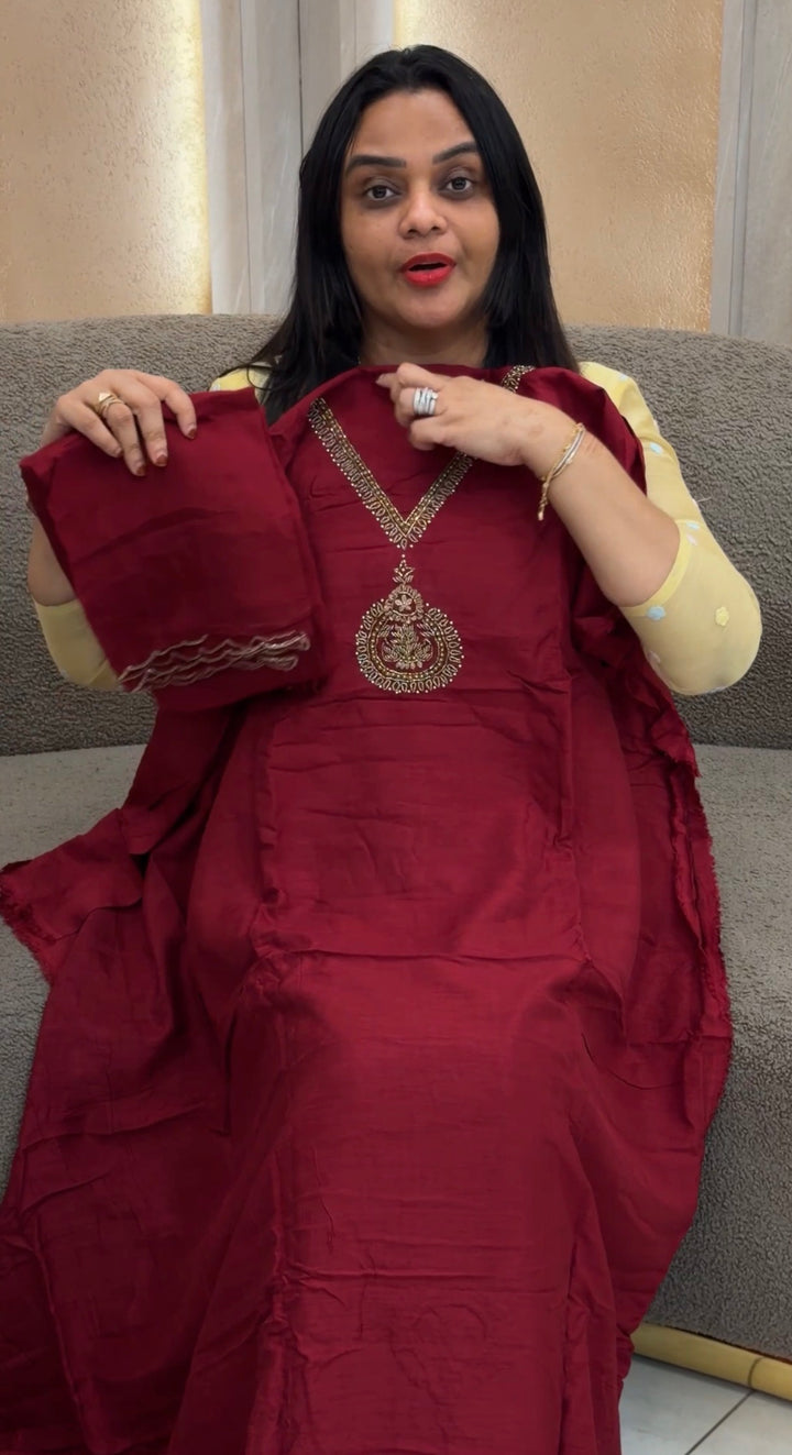 RAW SILK UNSTITCHED SALWAR SUITS - NUWA-1328