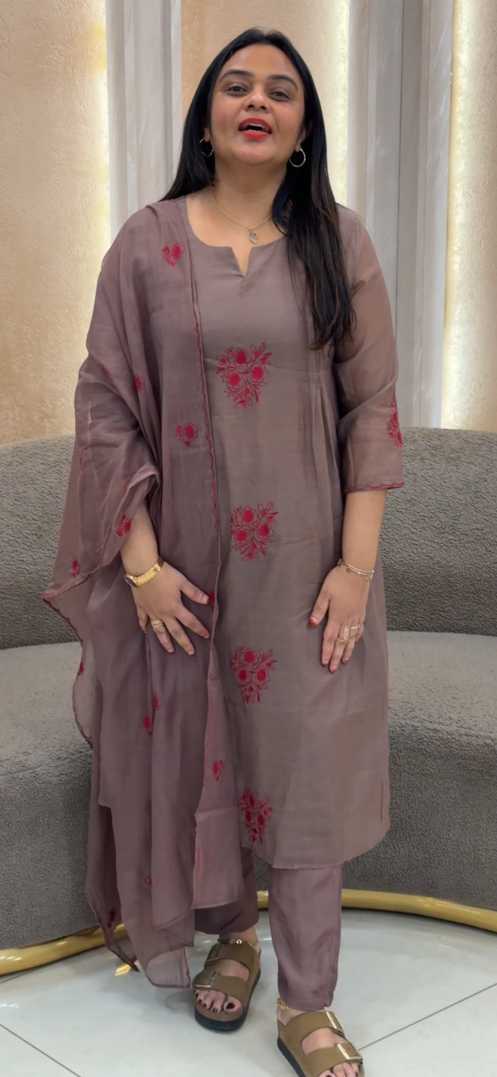 MUL CHANDERI TOP, BOTTOM AND DUPATTA - NUWA - 1155