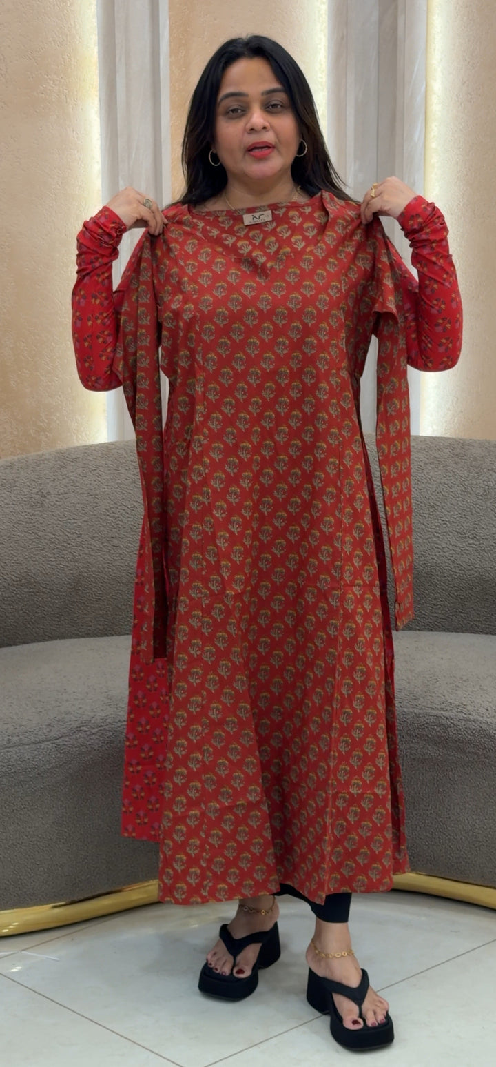 COTTON PRINTED ALINE TOPS - NUWA-147