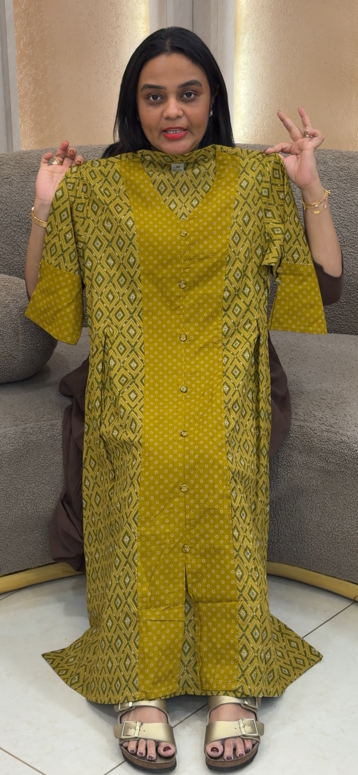 PRINTED COTTON LONG ALINE TOPS - NUWA - 819