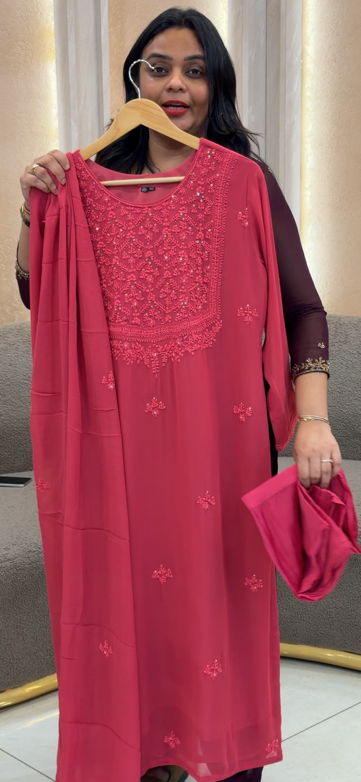VISCOSE GEORGETTE TOP, BOTTOM AND DUPATTA - NUWA - 1327