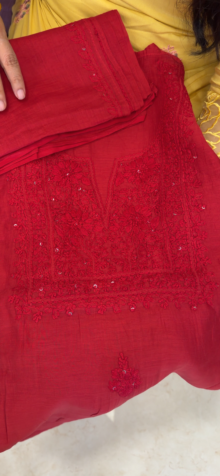 CHIKANKARI UNSTITCHED SALWAR SUITS - NUWA - 2338