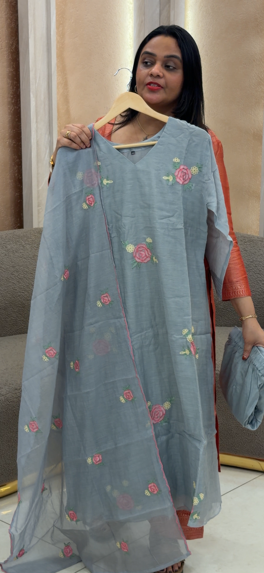 MUL CHANDERI TOP, BOTTOM AND DUPATTA - NUWA - 1337