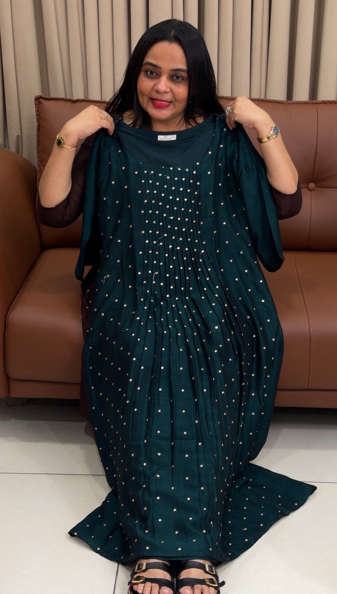 IN-HOUSE SEMI RAW SILK SLITTED TOPS -  NUWA-1912