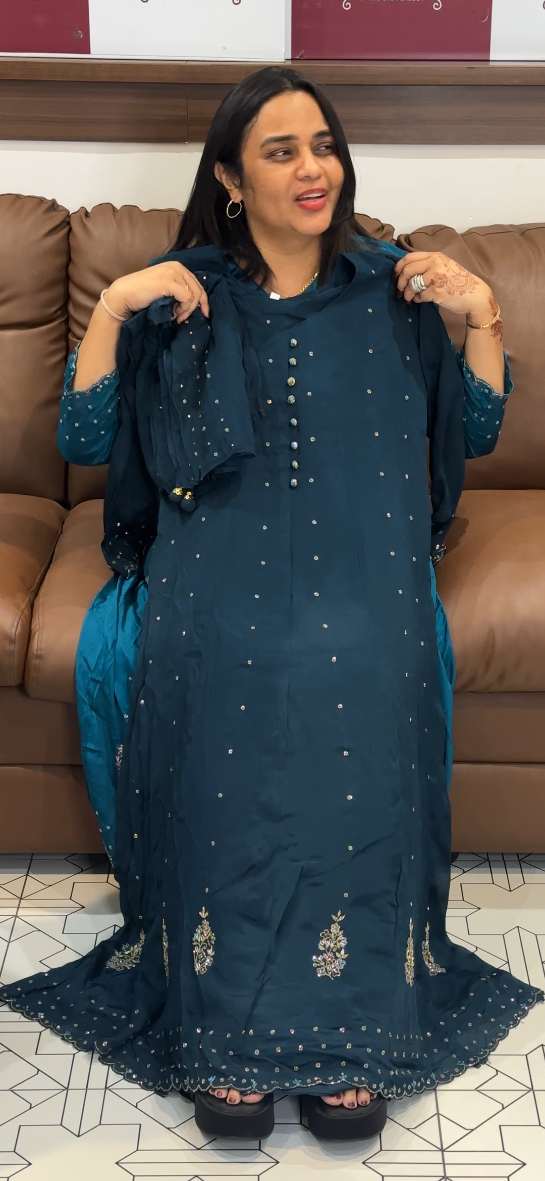 VISCOSE CHINON TOP , BOTTOM AND DUPATTA - NUWA - 661