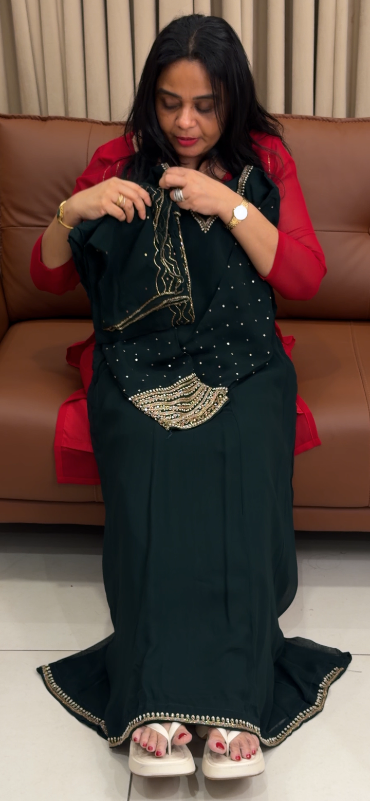VISCOSE GEORGETTE ALINE TOP, BOTTOM AND DUPATTA - NUWA - 1851