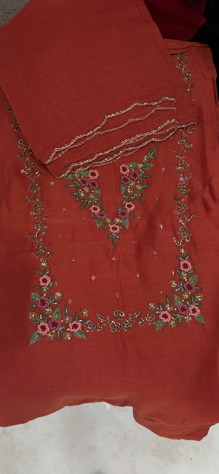 MALAI CHANDERI UNSTITCHED SALWAR SUITS - NUWA - 2140