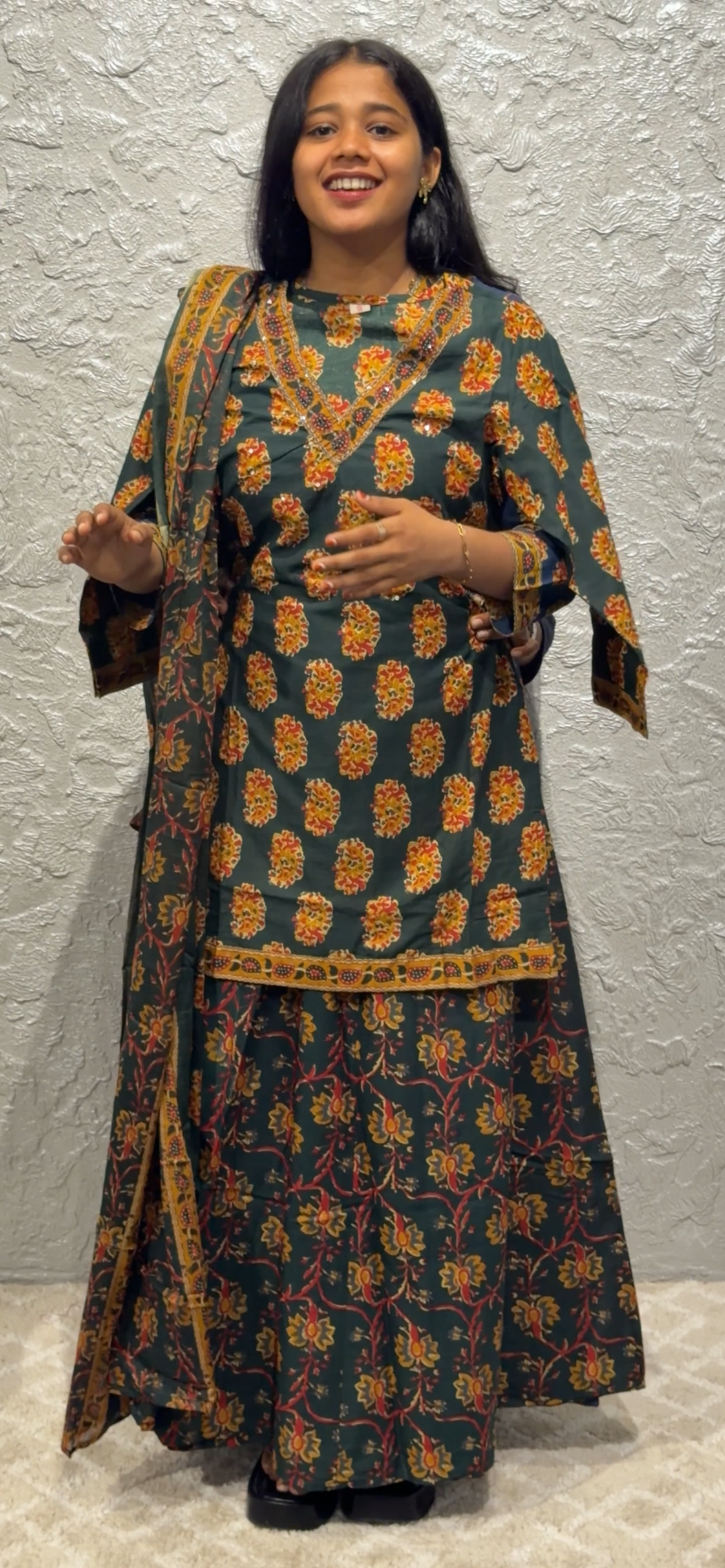 PRINTED SHORT TOP, BOTTOM AND DUPATTA - NUWA - 2490