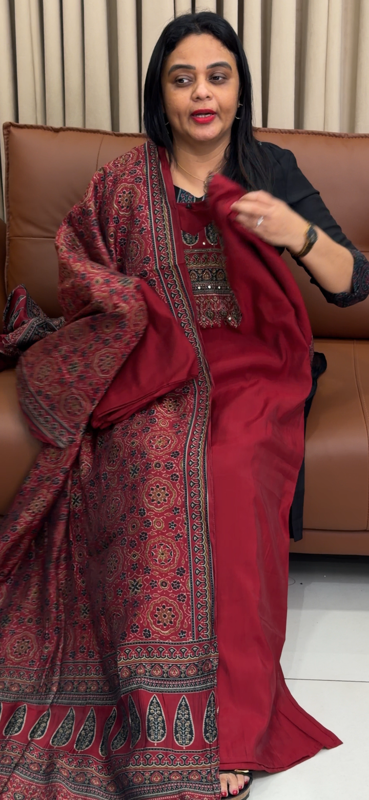 SEMI MODAL TOP, BOTTOM AND DUPATTA - NUWA - 1769