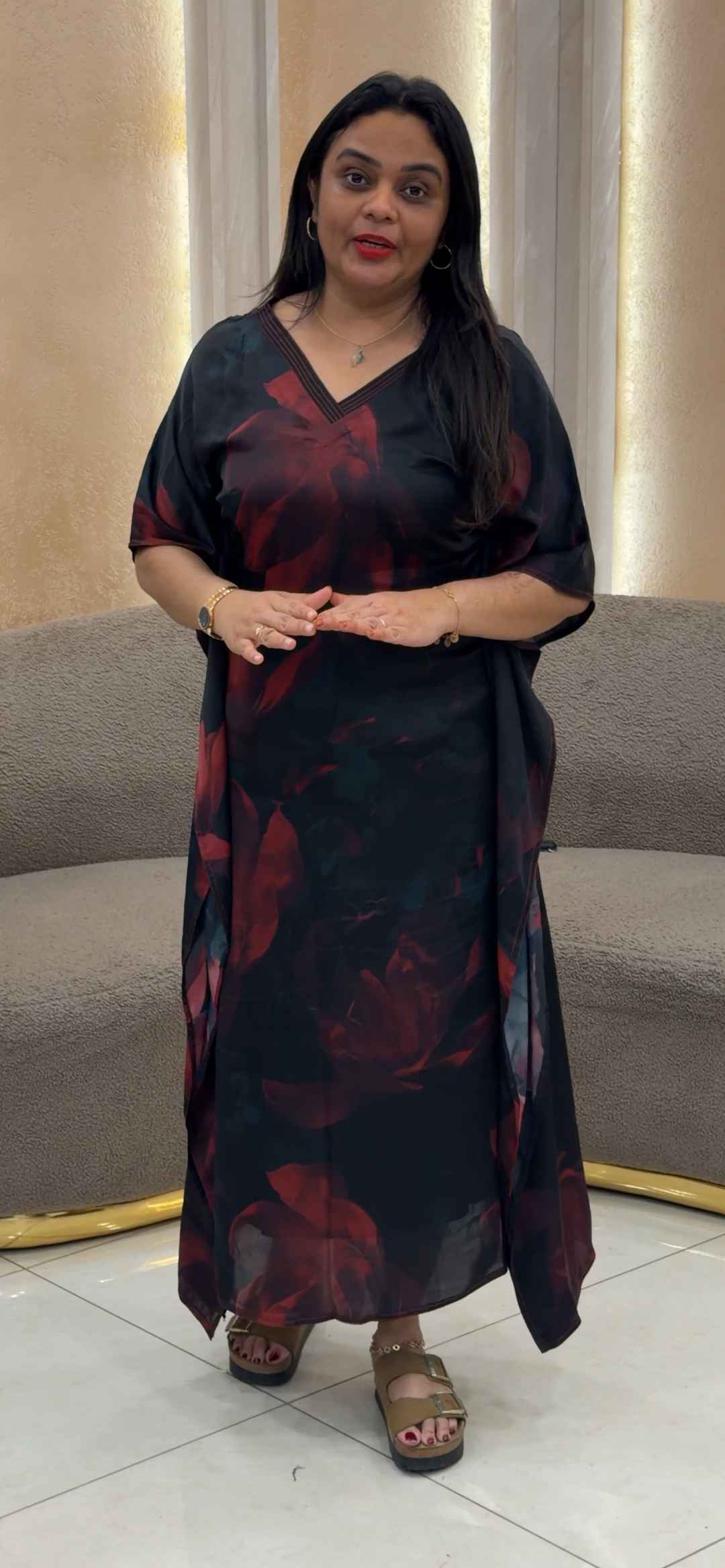PRINTED CRAPE KAFTAN - NUWA - 1295