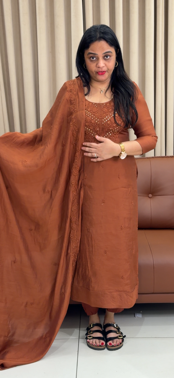 MUL CHANDERI UNSTITCHED SALWAR SUITS - NUWA - 1724