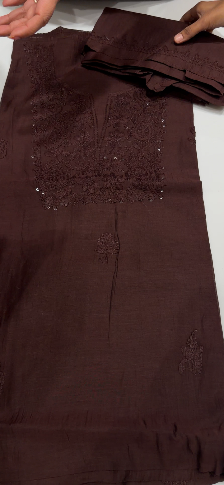 CHIKANKARI UNSTITCHED SALWAR SUITS - NUWA - 1743
