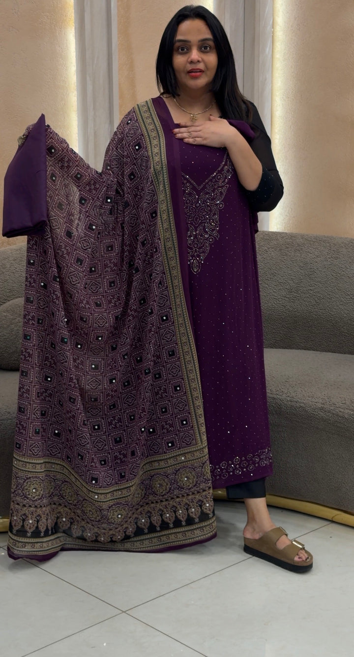 FAUX GEORGETTE UNSTITCHED SALWAR SUITS - NUWA - 1030