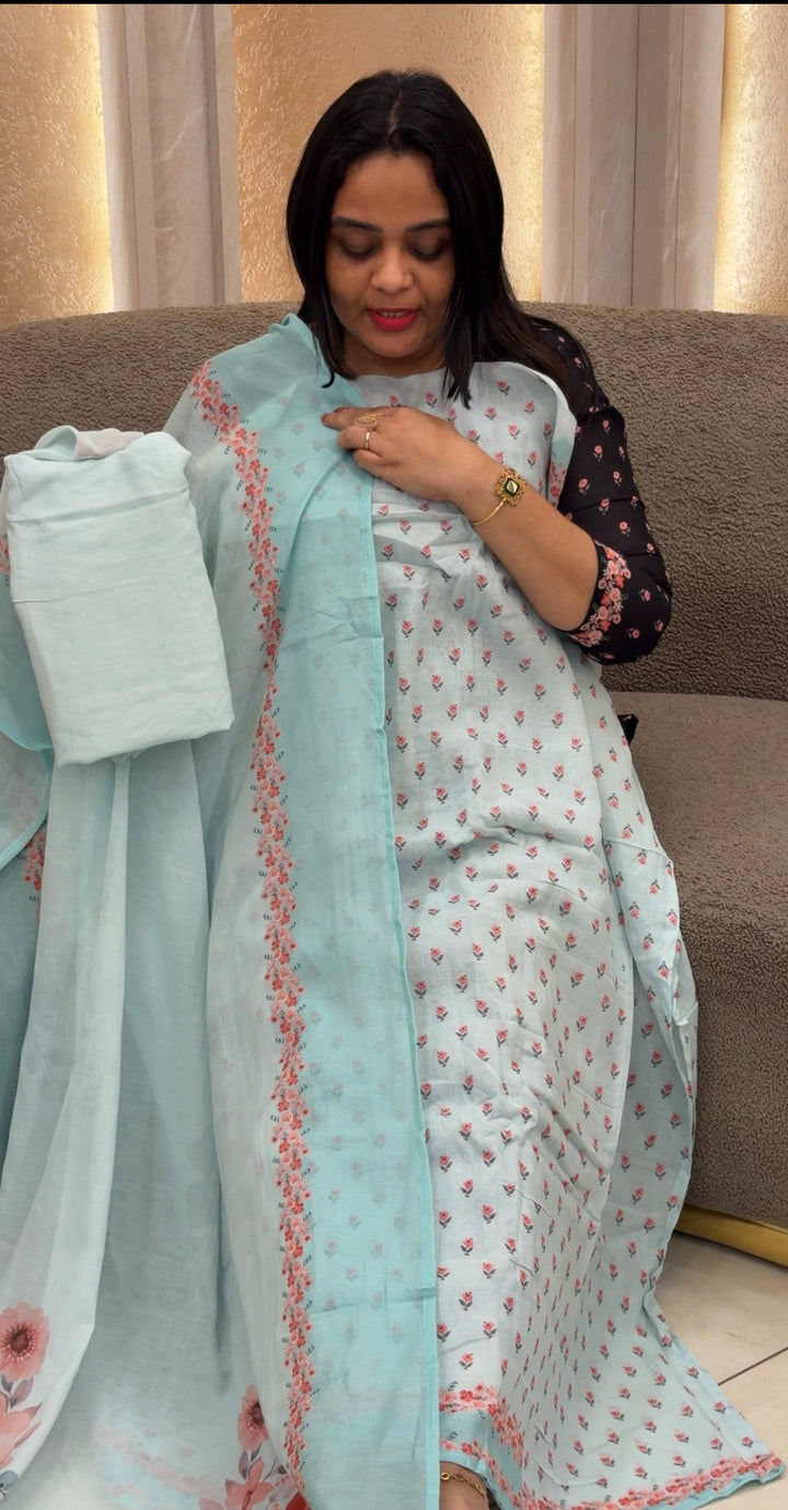 MUL CHANDERI UNSTITCHED SALWAR SUITS- NUWA-1352
