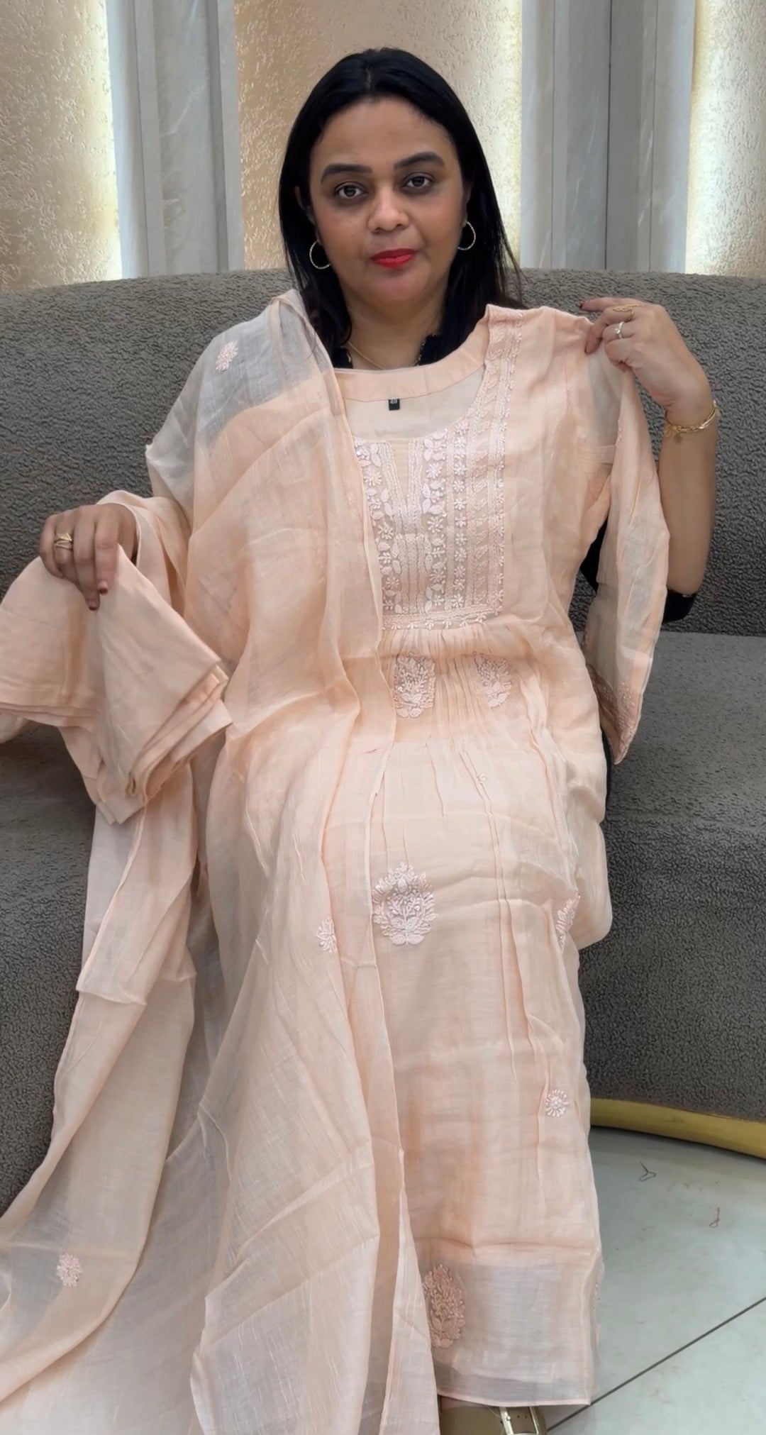 MALAI CHANDERI TOP,BOTTOM AND DUPATTA - NUWA-1097