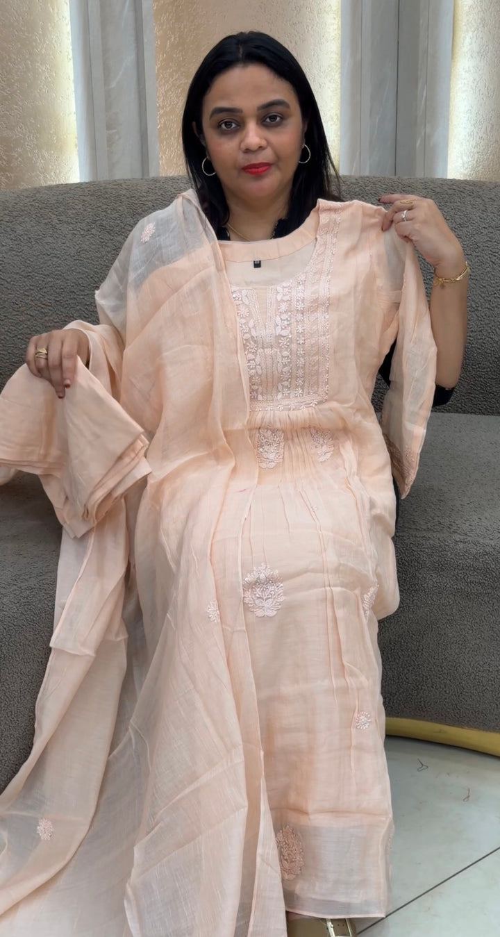 MALAI CHANDERI TOP,BOTTOM AND DUPATTA - NUWA-1097