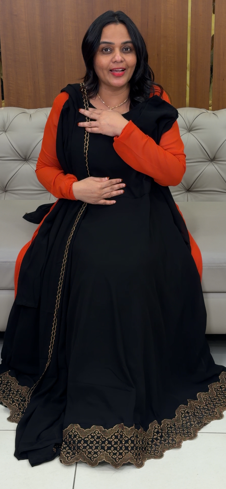 PARTY WEAR ANARKALI TOP AND DUPATTA - NUWA -  1051