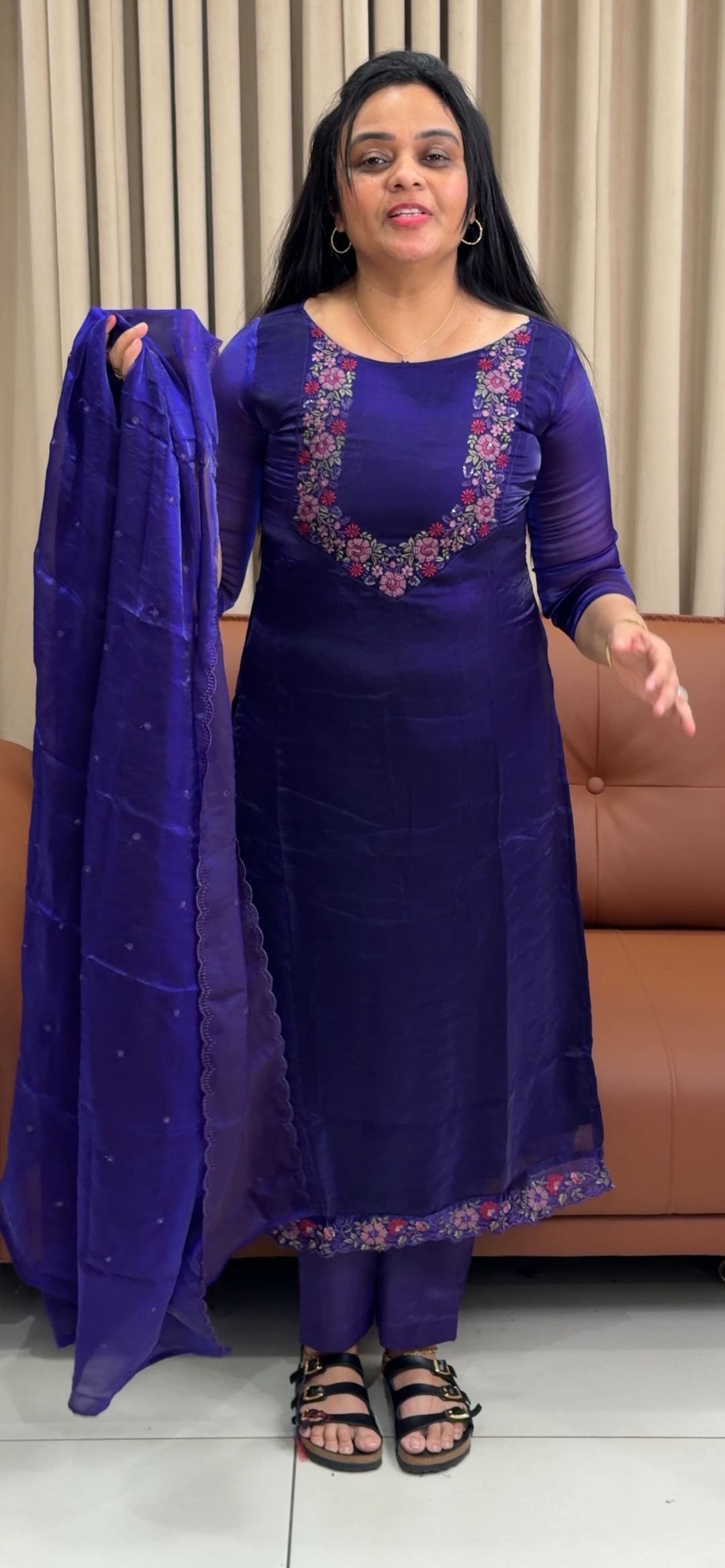 VELVET ORGANZA TOP, BOTTOM AND DUPATTA - NUWA - 1998