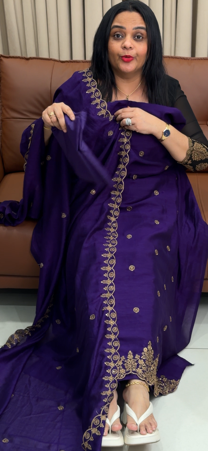 SEMI RAW SILK UNSTITCHED SALWAR SUITS - NUWA - 1916