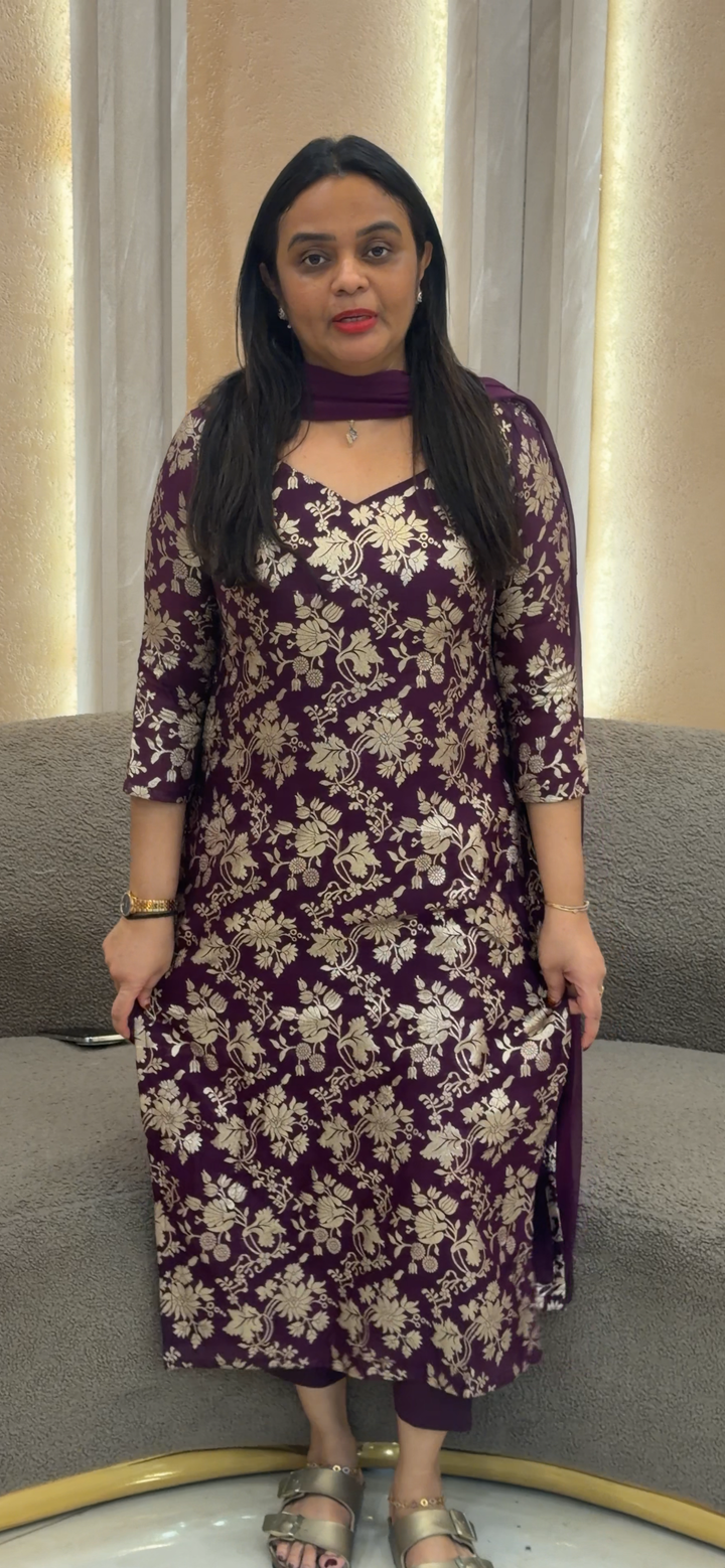 SEMI BANARASI UNSTITCHED SALWAR SUITS - NUWA - 1016