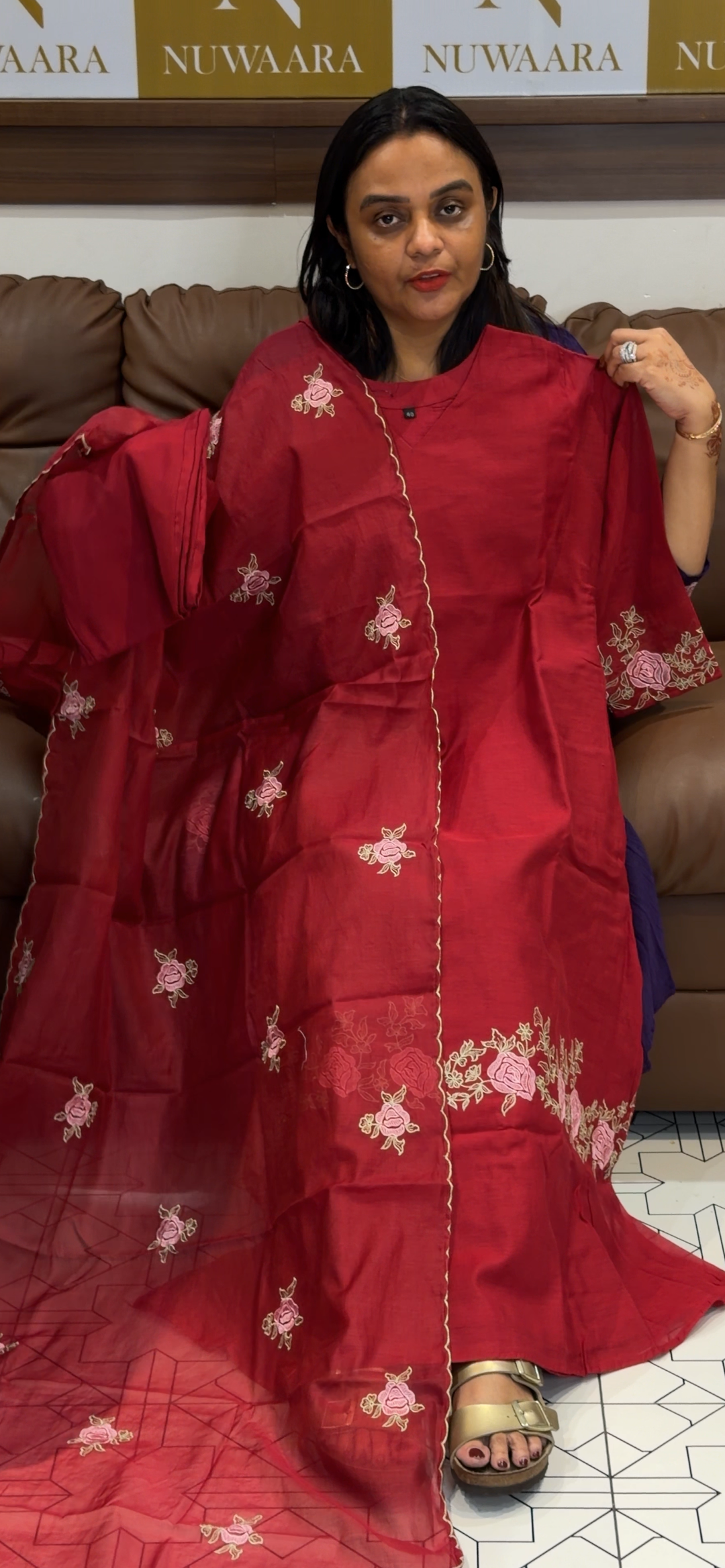 MUL CHANDERI TOP, BOTTOM AND DUPATTA - NUWA - 721