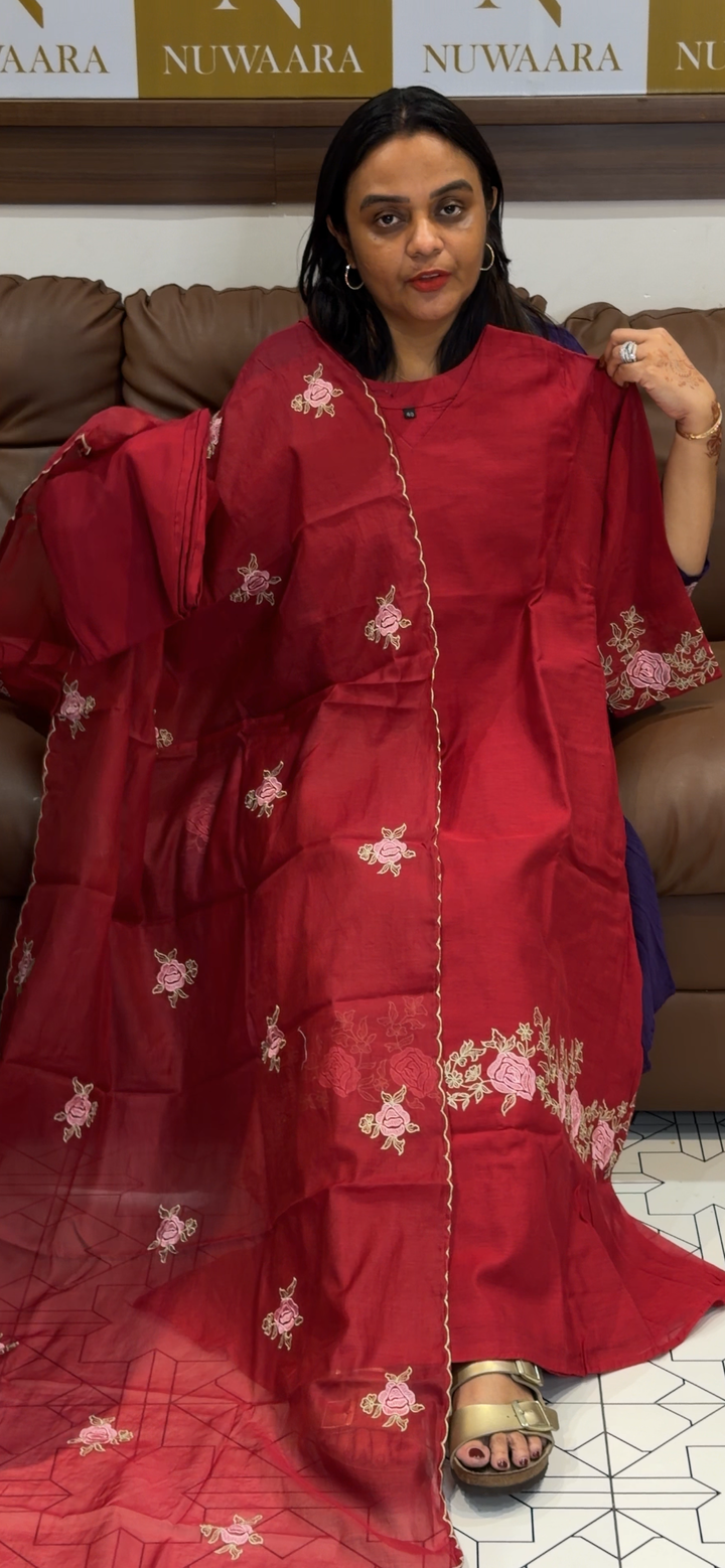 MUL CHANDERI TOP, BOTTOM AND DUPATTA - NUWA - 721