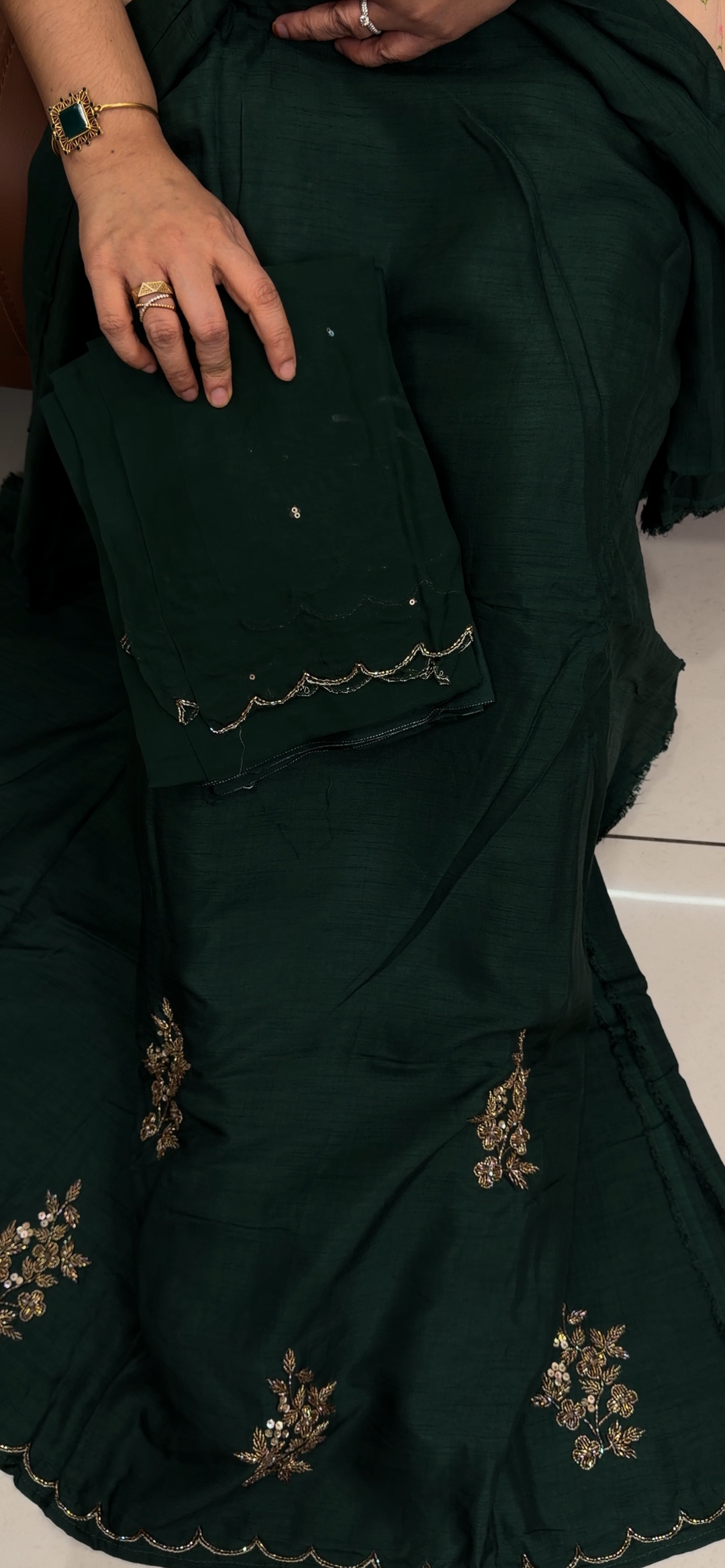HAND WORKED UNSTITCHED SALWAR SUITS - NUWA - 1817
