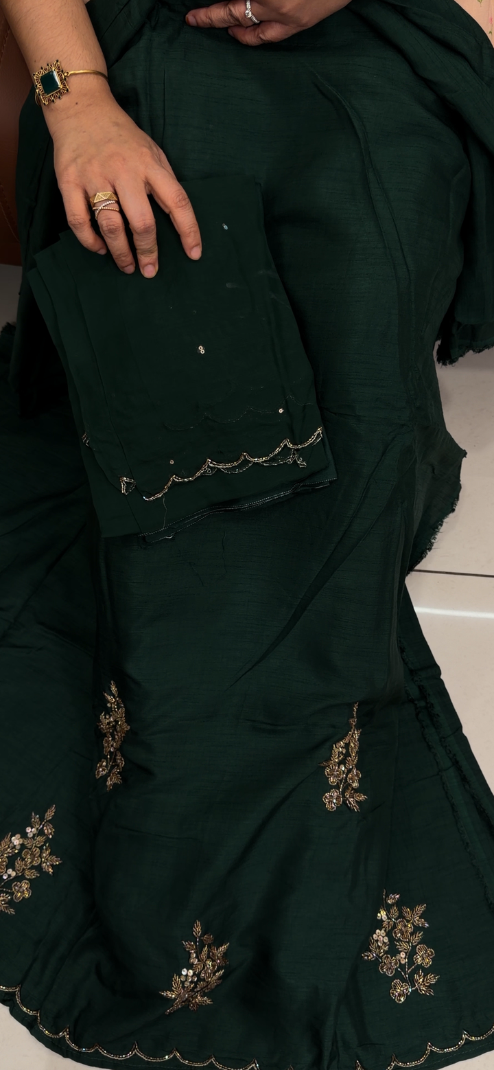 HAND WORKED UNSTITCHED SALWAR SUITS - NUWA - 1817