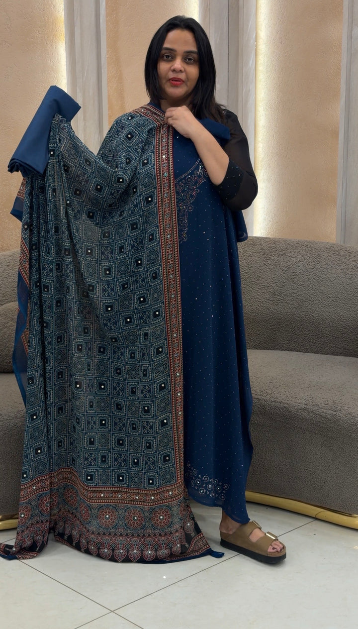 FAUX GEORGETTE UNSTITCHED SALWAR SUITS - NUWA - 1030