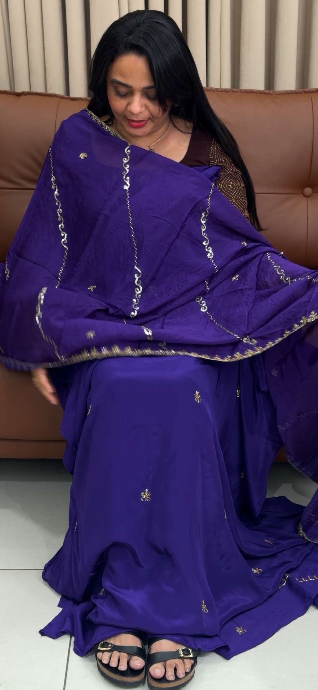 VISCOSE CRAPE UNSTITCHED SALWAR SUITS - NUWA - 1934
