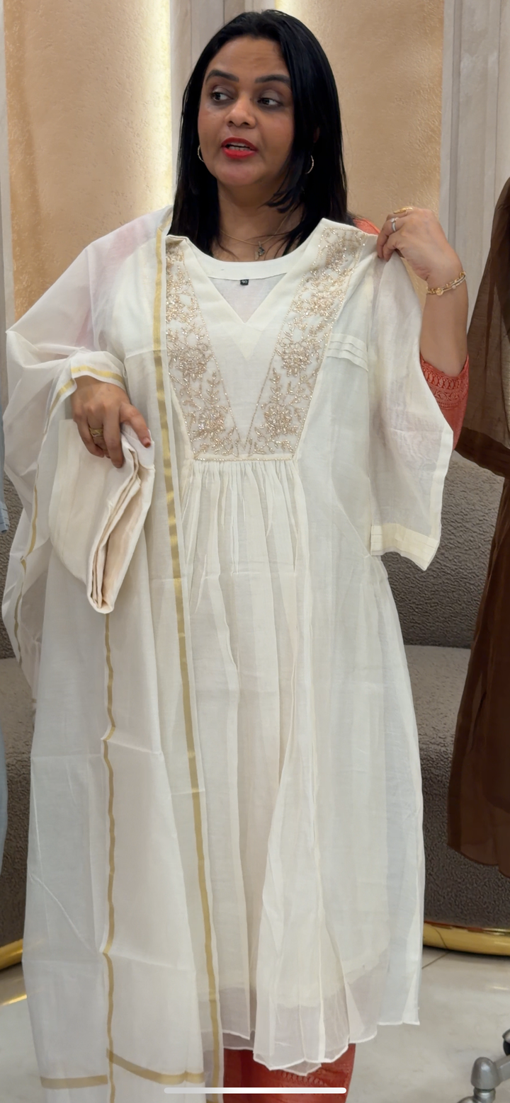 MALAI CHANDERI TOP, BOTTOM AND DUPATTA - NUWA - 1105