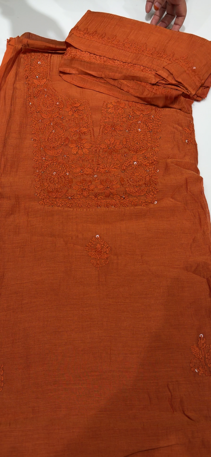 CHIKANKARI UNSTITCHED SALWAR SUITS - NUWA - 1743