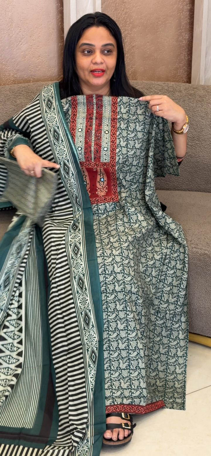 PRINTED COTTON UNSTITCHED SALWAR SUITS - NUWA - 2242