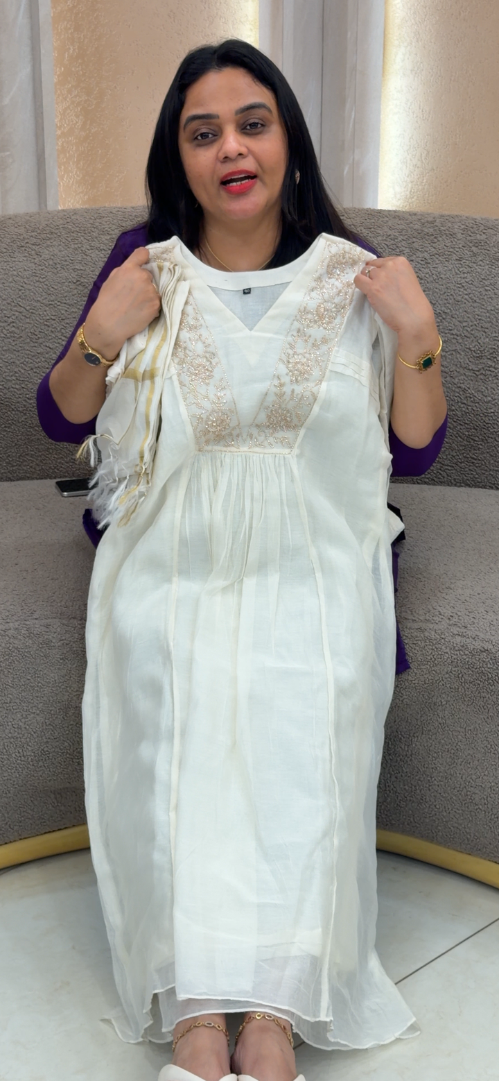 MUL CHANDERI TOP, BOTTOM AND DUPATTA - NUWA - 1407