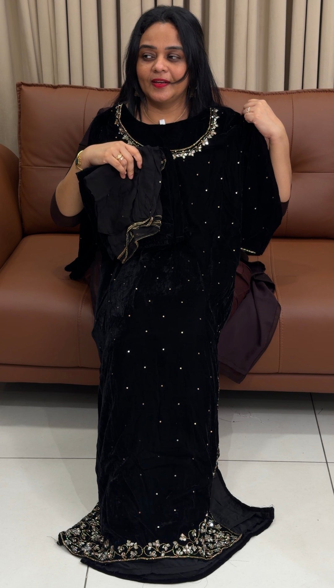 HANDWORKE VELVET TOP,BOTTOM AND DUPATTA - NUWA-1805