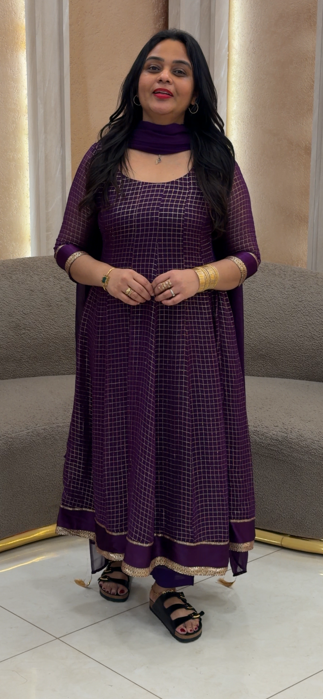 VISCOSE GEORGETTE ANARKALI TOP AND DUPATTA - NUWA - 1621
