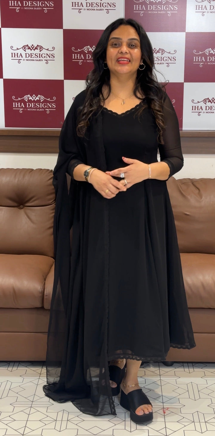 FAUX GEORGETTE ALINE TOP AND DUPATTA - NUWA-586