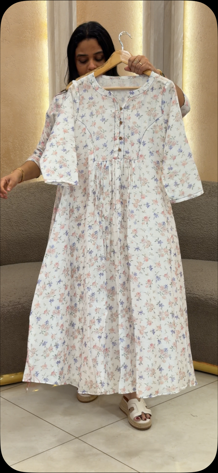 IN-HOUSE PRINTED LINEN LONG TOPS - NUWA - 1361