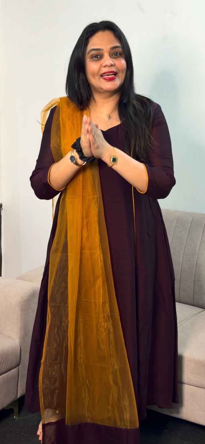 IN-HOUSE SEMI RAW SILK ALINE TOP AND DUPATTA - NUWA - 1470