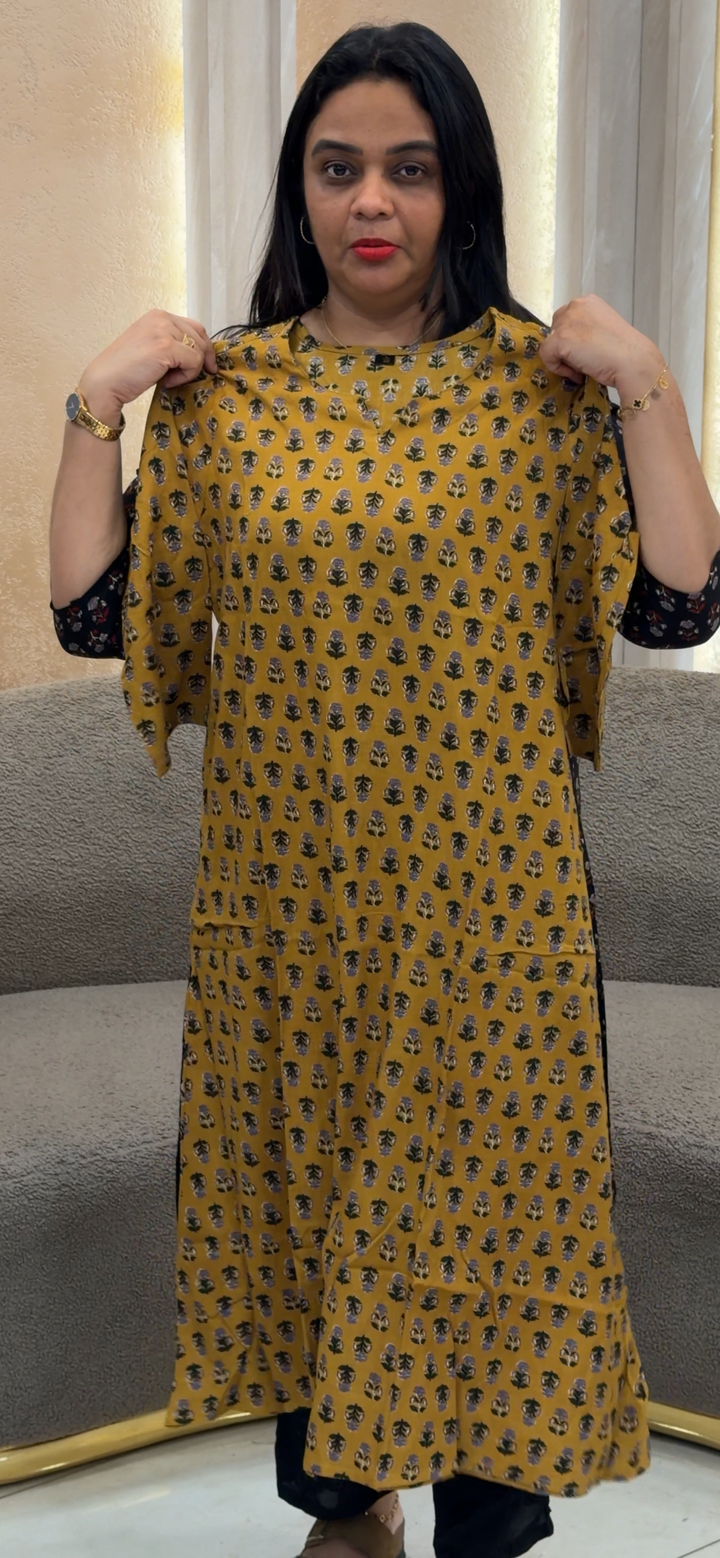 PRINTED COTTON LONG ALINE TOPS - NUWA - 1294