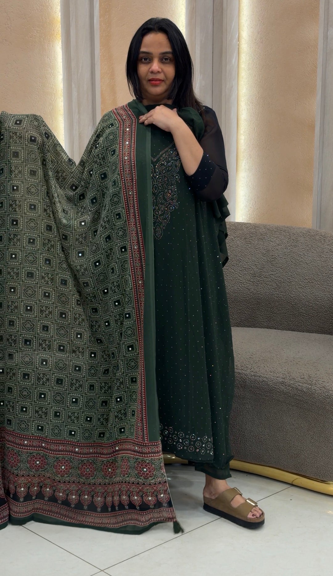FAUX GEORGETTE UNSTITCHED SALWAR SUITS - NUWA - 1030